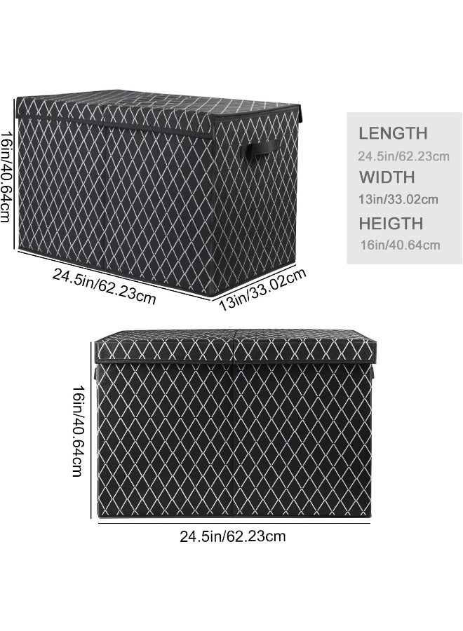 VERONLY Toy Chest Box Storage Bins for Boys Girls, Kids Large Collapsible Sturdy Container Organizer with Fabric Flip-Top Lid & Handles for Clothes, Blanket, Nursery, Playroom, Bedroom 24.5x13x16 (Black)  - Image 5