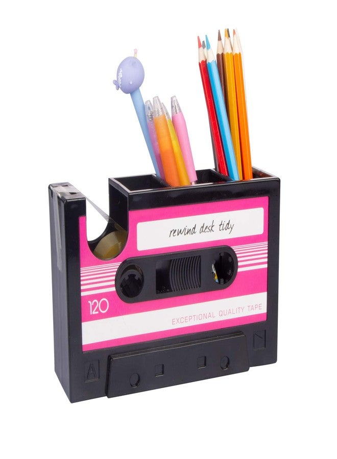 Aobopar Cute Tape Dispenser, Pink Tape Dispenser Desk, Office Desktop Tape Dispenser, Funny Novelty Tape Dispenser Pen Holder, Retro Cassette 80'S Desk Accessory Organizer - Image 1