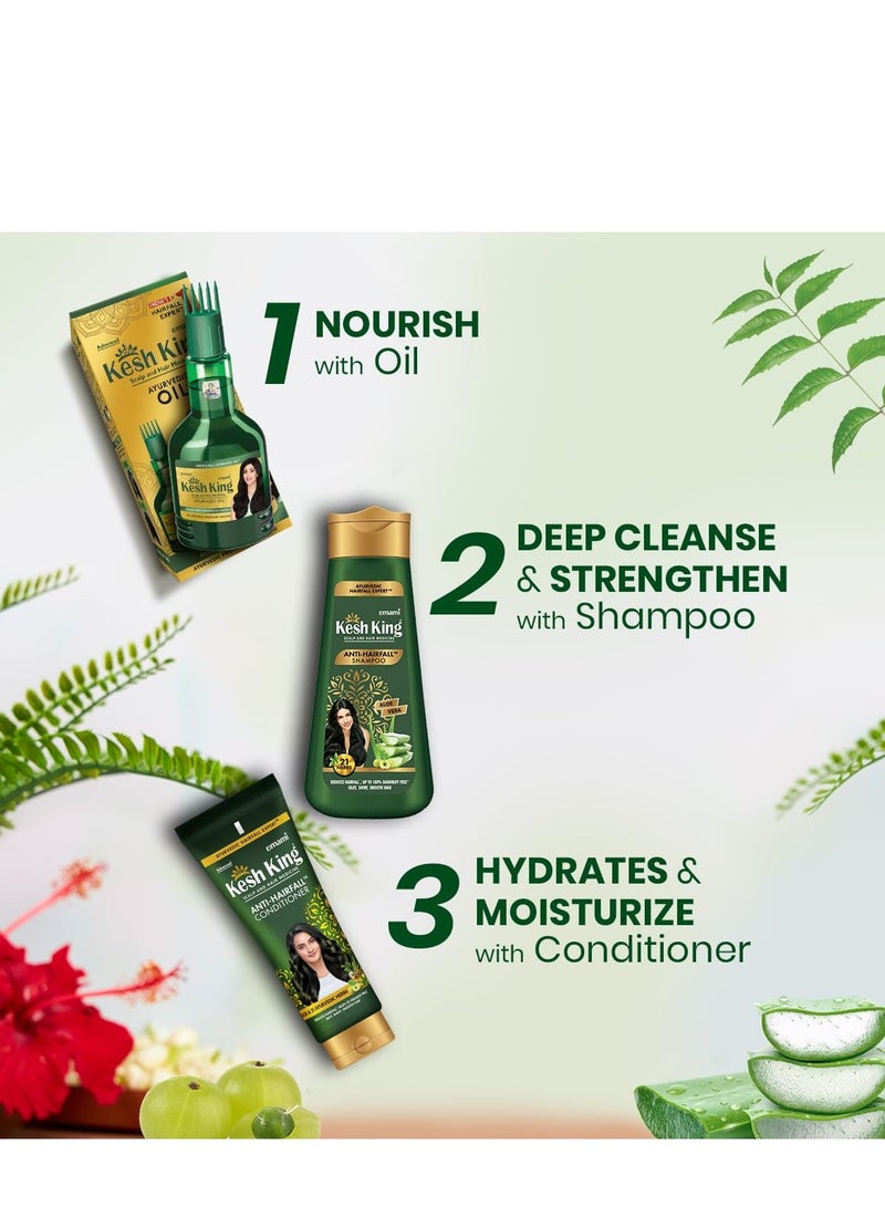 كيش كينج شامبو كيش كينج الأيورفيدا المضاد لتساقط الشعر يقلل من تساقط الشعر 21 مكونًا طبيعيًا مع جودة الصبار والبرينجراج والأملا للحصول على شعر حريري ولامع وناعم، 340 مل - Image 3