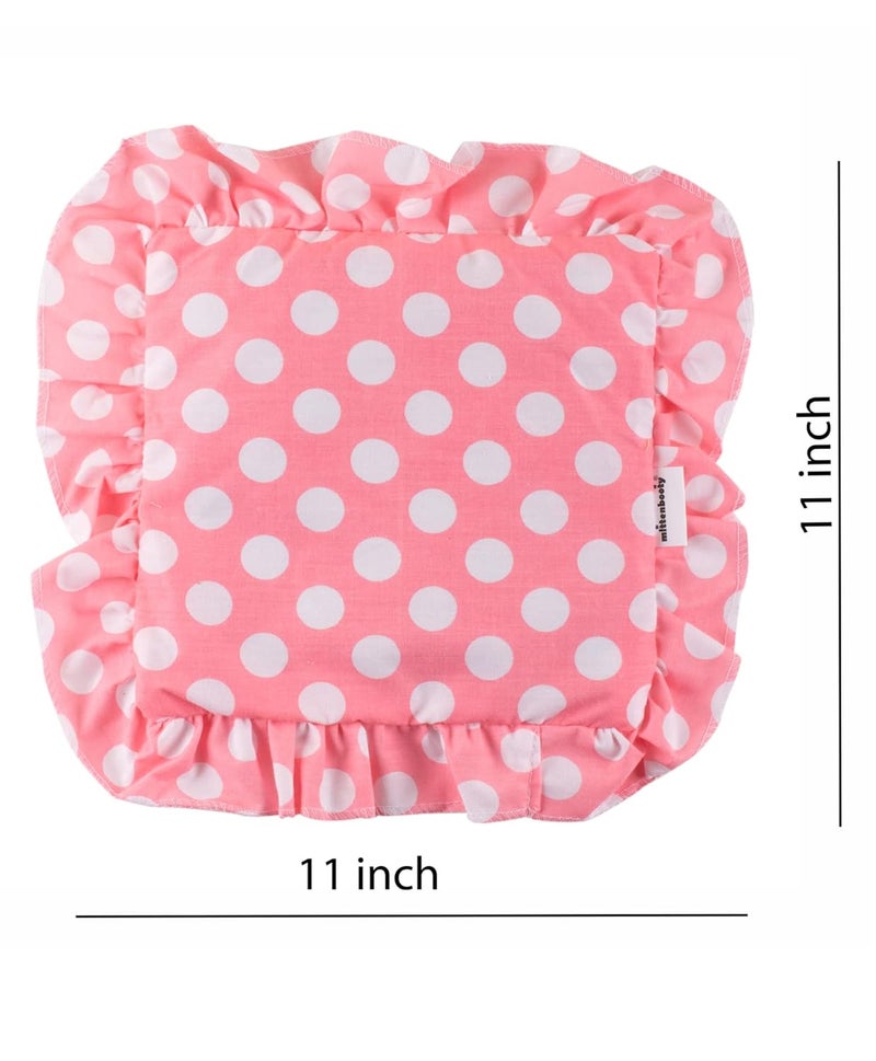 JEEN EEN Baby Cotton Pillow with Pure Rai Sarson Mustard Seeds for Head Supporter in Frill Shape for 06 Months Pack of 1 MULTICOLO 5
