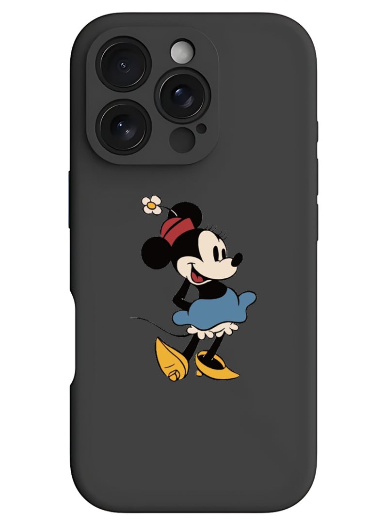 Theodor iPhone 16 Pro Black Protective Slim Fit Case Liquid Silicone Cover with Full Body Protection Anti-Scratch Shockproof Case For iPhone - Minnie  - Image 1