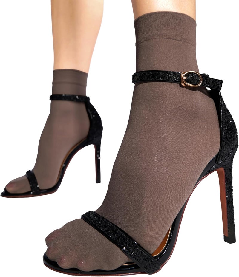 sofsy Italian High-Fashioned Ankle Socks - 40 Den Semi Sheer Nylon Stockings for Women | Durable, Soft, Low-Cut Design - Image 1