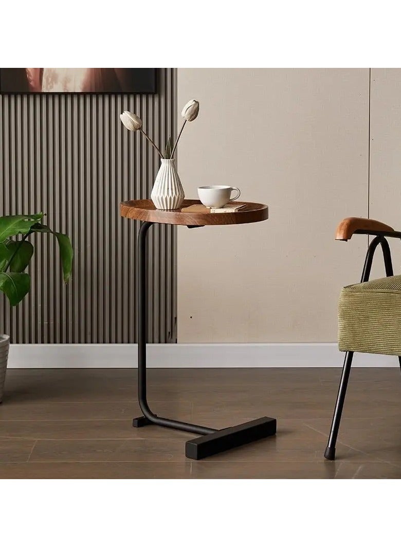 طاولة جانبية للأريكة على شكل حرف C، طاولة منزلقة أسفل الأريكة، طاولات جانبية للأريكة لغرفة المعيشة، غرفة النوم، الحمام، طاولة قهوة ووجبات خفيفة ريفية، طاولة كمبيوتر محمول بيضاوية، إطارات معدنية سهلة التجميع - Image 3