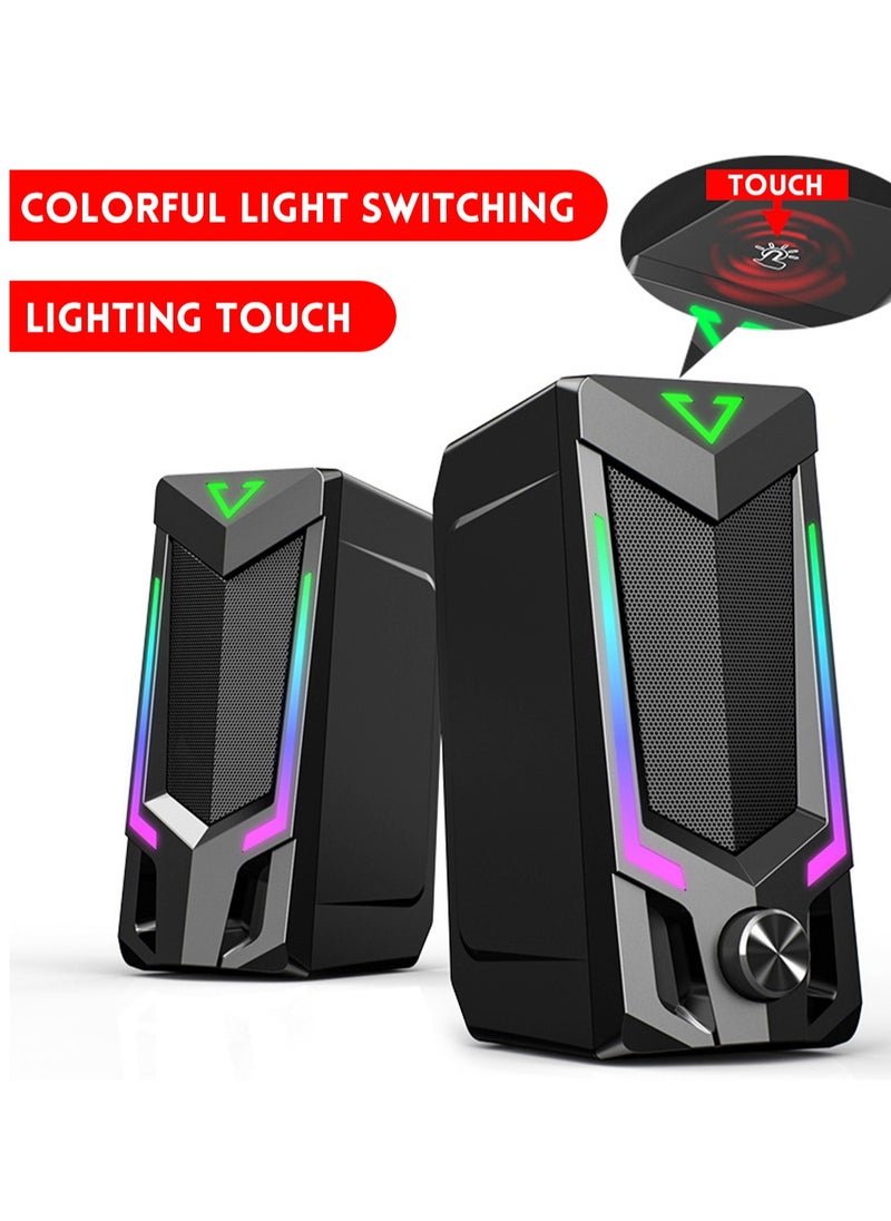 RGB-Bluetooth computer speaker, desktop computer speaker, laptop speaker, desktop stereo speaker, USB powered, with LED ambient light