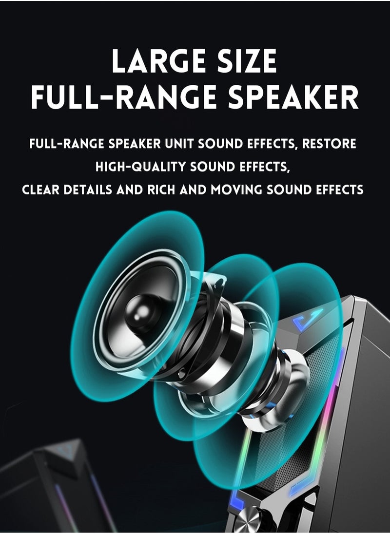 RGB-Bluetooth computer speaker, desktop computer speaker, laptop speaker, desktop stereo speaker, USB powered, with LED ambient light
