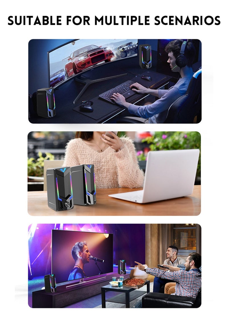 RGB-Bluetooth computer speaker, desktop computer speaker, laptop speaker, desktop stereo speaker, USB powered, with LED ambient light
