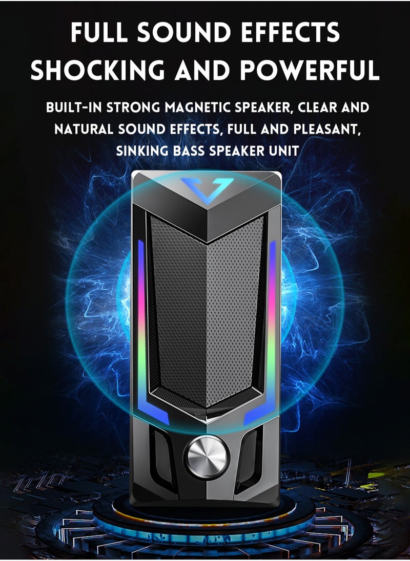 RGB-Bluetooth computer speaker, desktop computer speaker, laptop speaker, desktop stereo speaker, USB powered, with LED ambient light