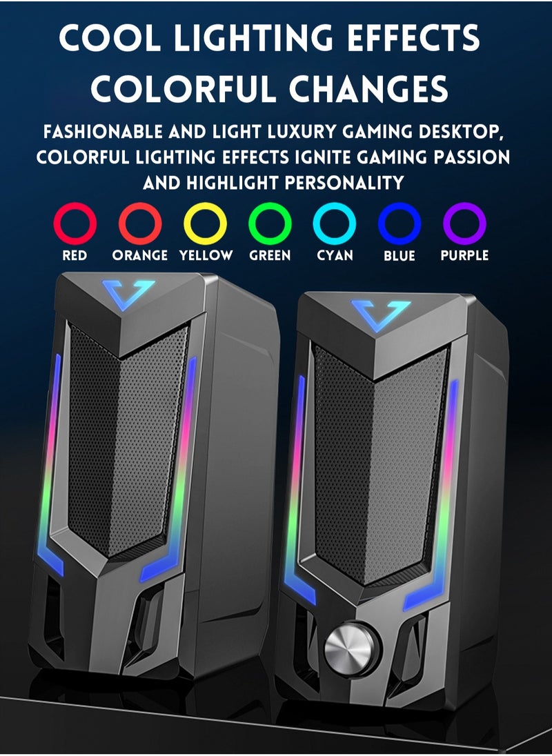 RGB-Bluetooth computer speaker, desktop computer speaker, laptop speaker, desktop stereo speaker, USB powered, with LED ambient light