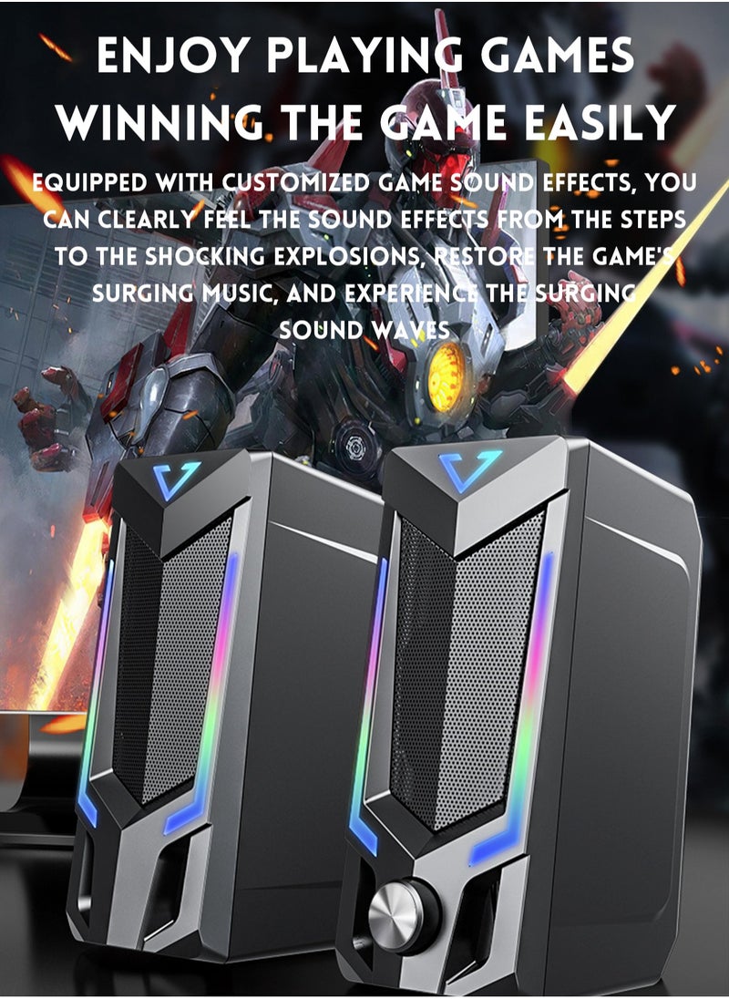 RGB-Bluetooth computer speaker, desktop computer speaker, laptop speaker, desktop stereo speaker, USB powered, with LED ambient light