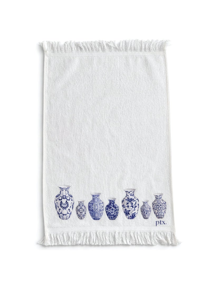 Printex Eg Printex.EG 100% Cotton Kitchen Towels, Set of 2, 400 GSM Ultra-Absorbent Dish Towels, Quick-Dry, Decorative Fringe, 50×30 cm,off White (vase &plate) - Image 3