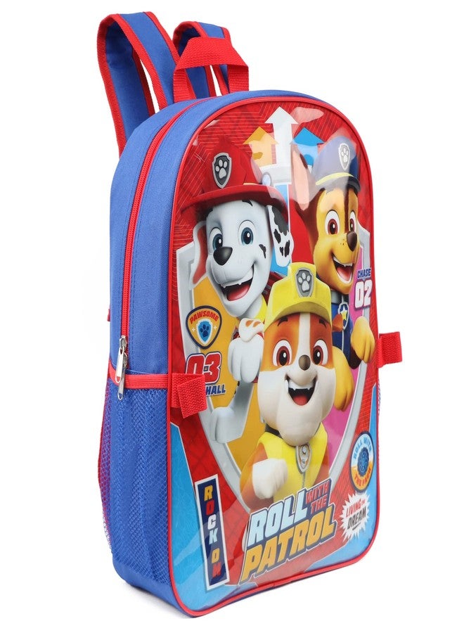 Ruz Paw Patrol Boys 16 Inch Backpack With Removable Matching Lunch Box Set (Blue-Light Blue-Red) - Image 2
