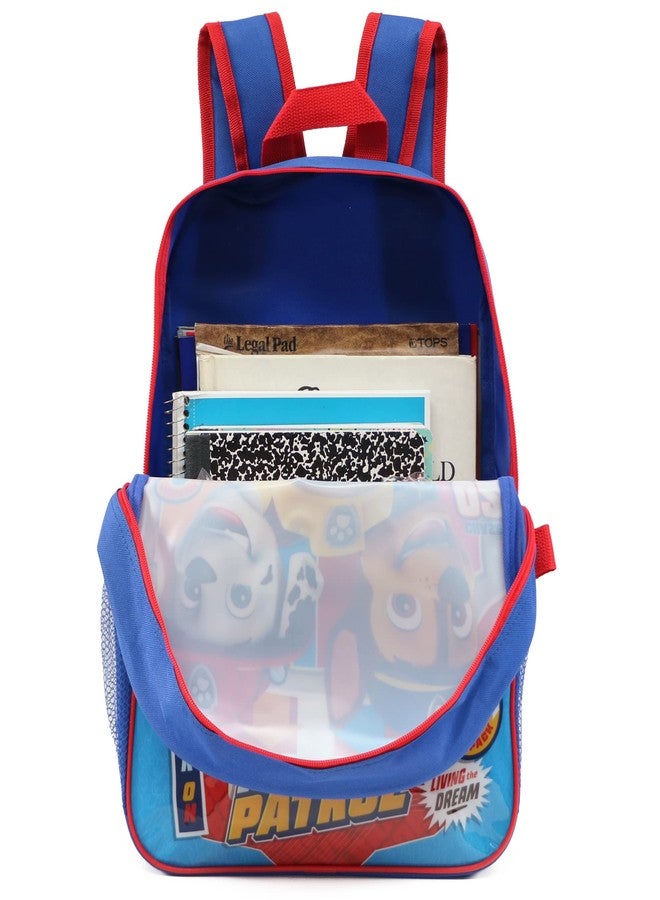 Ruz Paw Patrol Boys 16 Inch Backpack With Removable Matching Lunch Box Set (Blue-Light Blue-Red) - Image 5