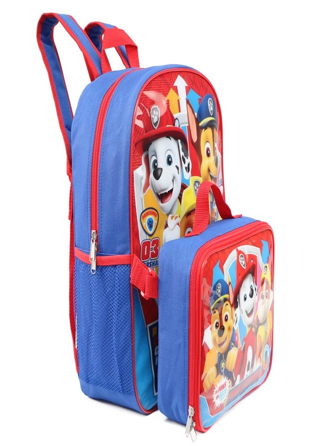 Ruz Paw Patrol Boys 16 Inch Backpack With Removable Matching Lunch Box Set (Blue-Light Blue-Red) - Image 3