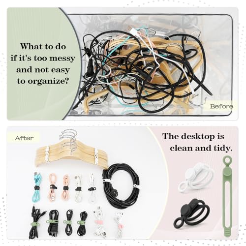 anpiwshjo 12Pcs Silicone Cable Ties, Reusable Cable Organizer, Multicolor Straps for Charging Cords - Image 5