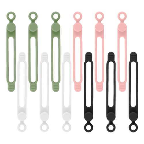 anpiwshjo 12Pcs Silicone Cable Ties, Reusable Cable Organizer, Multicolor Straps for Charging Cords - Image 1