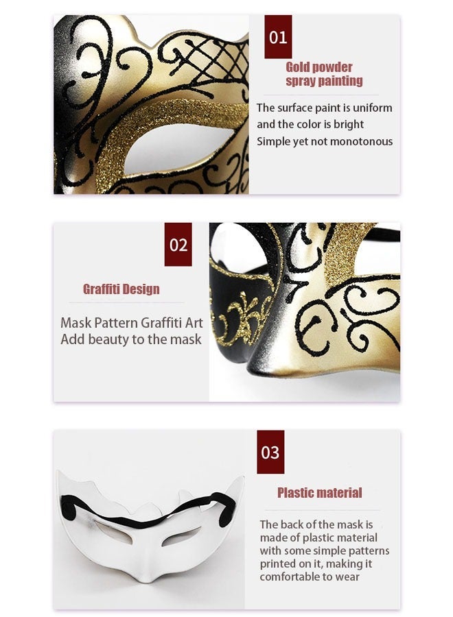 ZVEV Masquerade Masks Set, 2 PCS Couples Masquerade Mask with Side Flower and Painted Pattern, Ladies Masquerade Masks, Half Face Dress up Mask for Masquerade Party Party, Prom, Wedding - Image 4