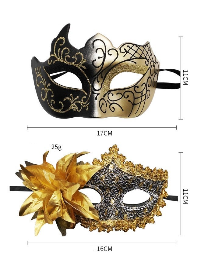 ZVEV Masquerade Masks Set, 2 PCS Couples Masquerade Mask with Side Flower and Painted Pattern, Ladies Masquerade Masks, Half Face Dress up Mask for Masquerade Party Party, Prom, Wedding - Image 5