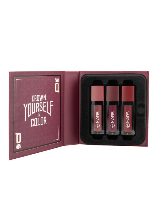 MARS Queen of Mattes Liquid Lipsticks Box Set of 3 (13.5 ml) (PLUMS & MAROONS) | Smudgeproof & Transferproof | Intense Pigmentation Long-Lasting Wear | Customizable Colors | Matte Finish - Image 5