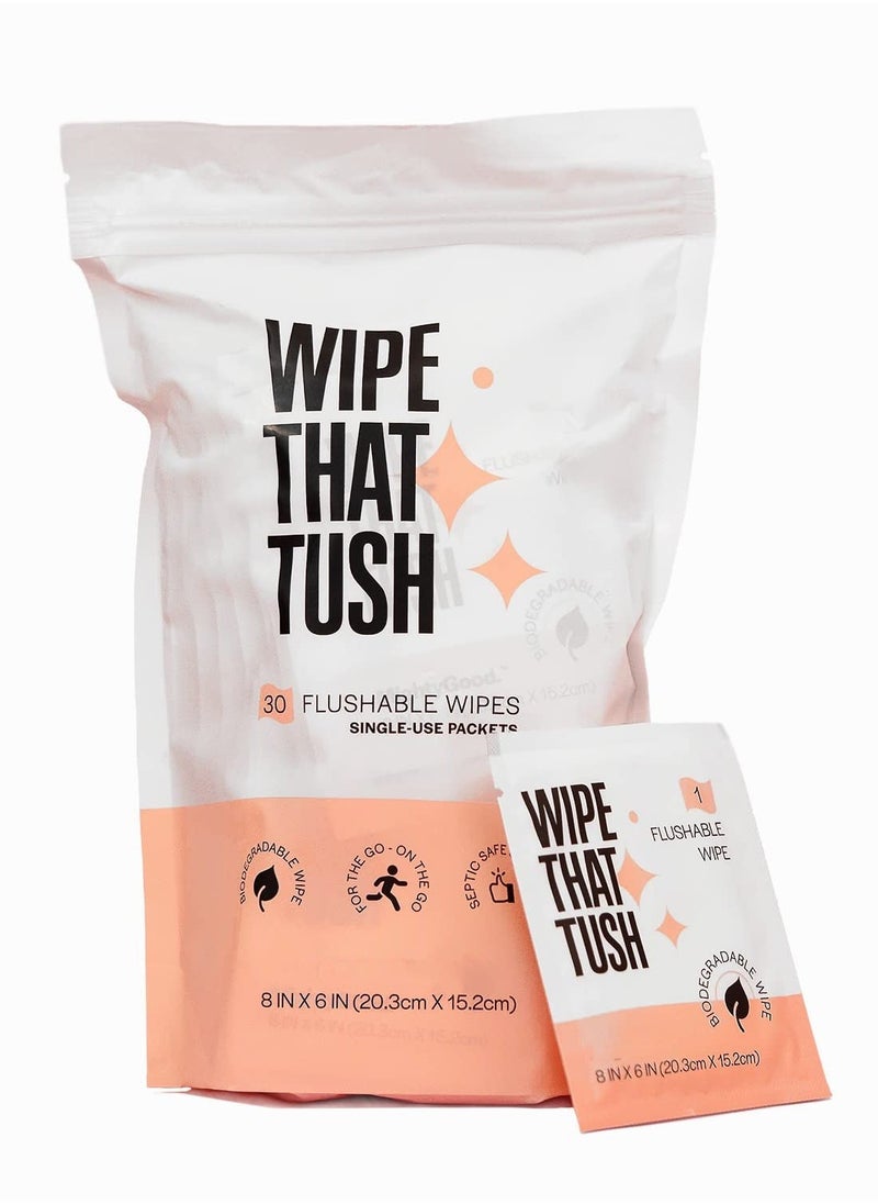 Captaintech Wet Wipes Individually Wrapped On The Go Flushable Wet Wipes Extra Large Wipes with Aloe Hypoallergenic and Unscented for Adults Body Hand Face Cleaning Travel Bathroom Toilet Use  - Image 1