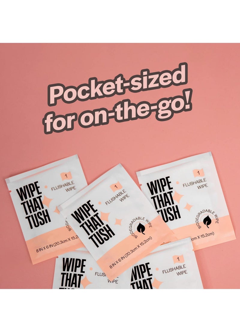 Captaintech Wet Wipes Individually Wrapped On The Go Flushable Wet Wipes Extra Large Wipes with Aloe Hypoallergenic and Unscented for Adults Body Hand Face Cleaning Travel Bathroom Toilet Use  - Image 3