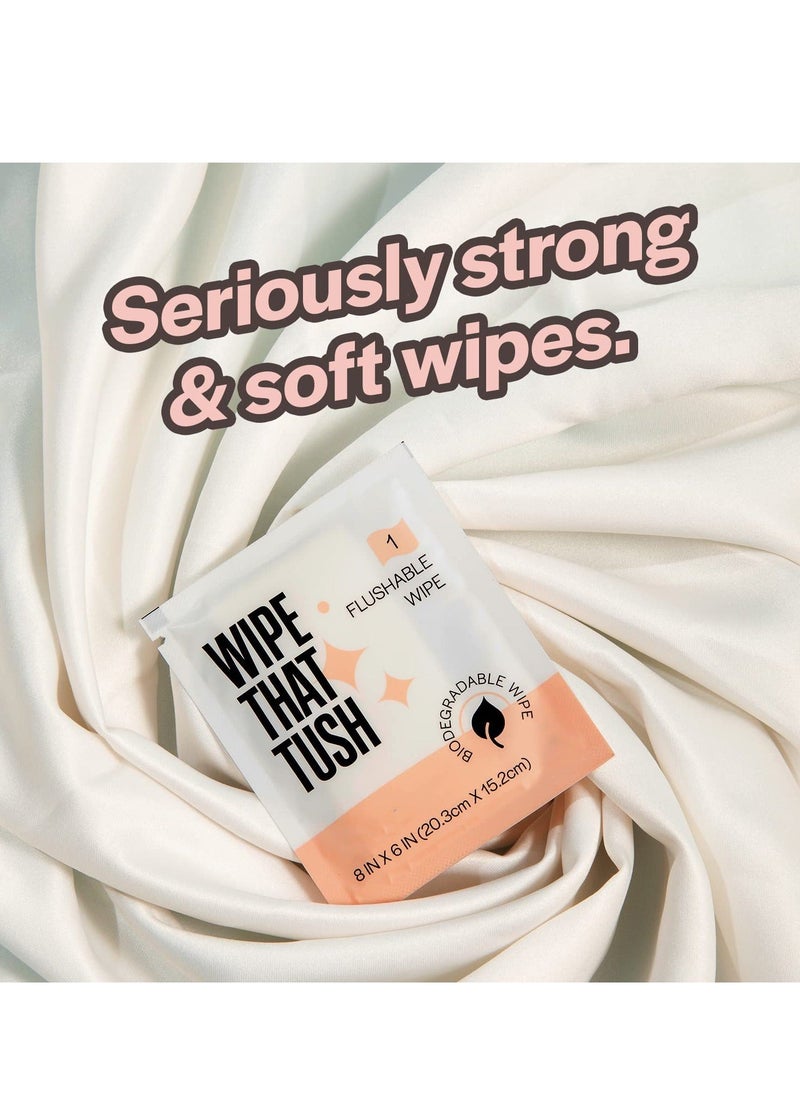 Captaintech Wet Wipes Individually Wrapped On The Go Flushable Wet Wipes Extra Large Wipes with Aloe Hypoallergenic and Unscented for Adults Body Hand Face Cleaning Travel Bathroom Toilet Use  - Image 5