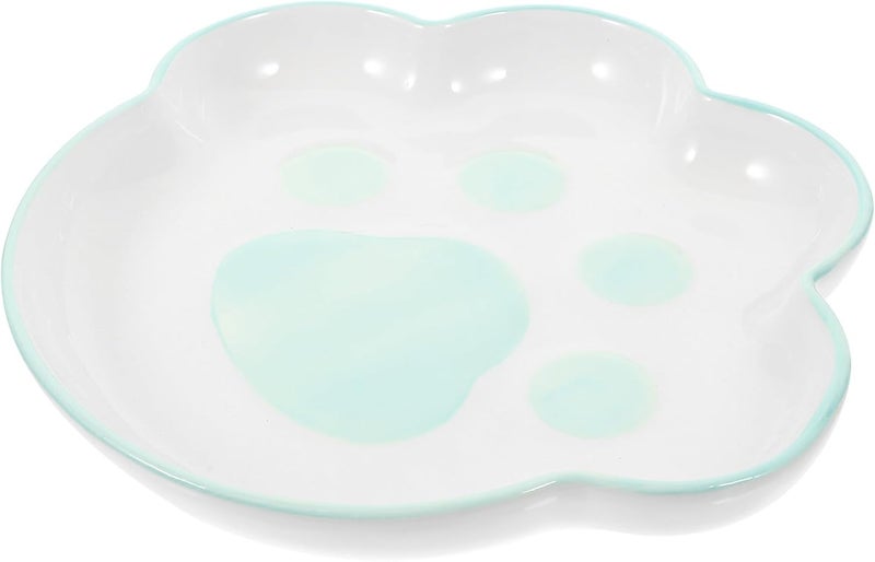 GALPADA Ceramic Cat Paw Bowl 9-inch Tilted Indoor Pet Feeding Bowl Non-Spill Raised Cat Food Feeder - Image 1