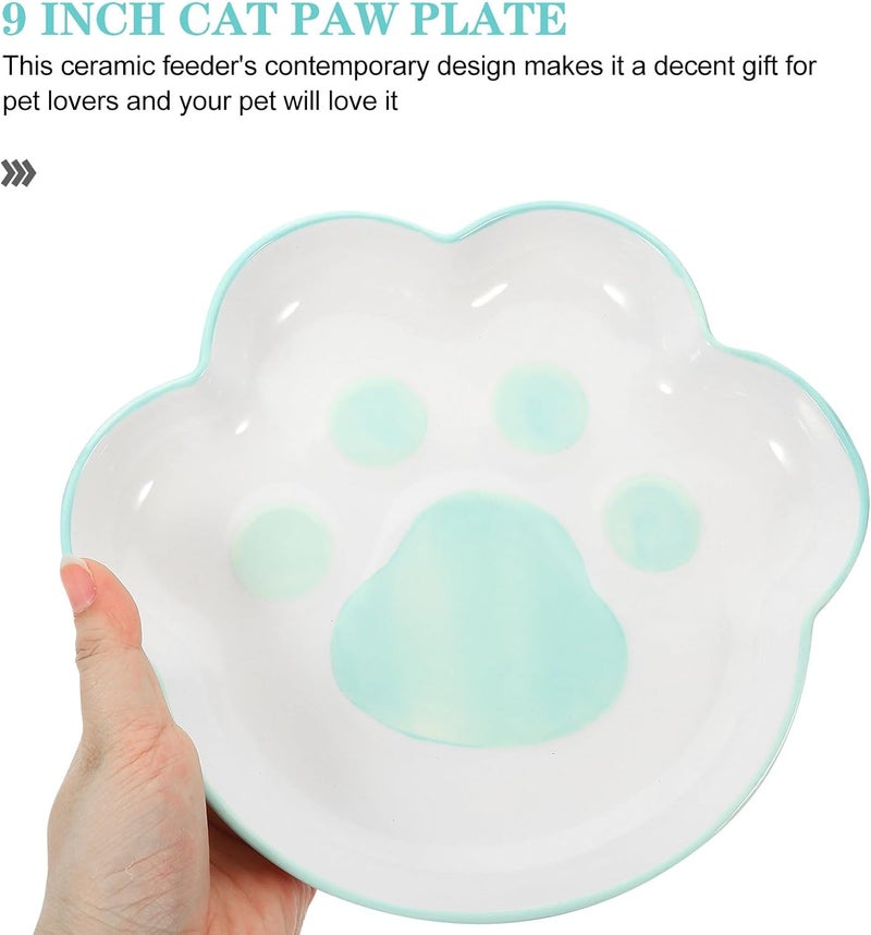 GALPADA Ceramic Cat Paw Bowl 9-inch Tilted Indoor Pet Feeding Bowl Non-Spill Raised Cat Food Feeder - Image 3