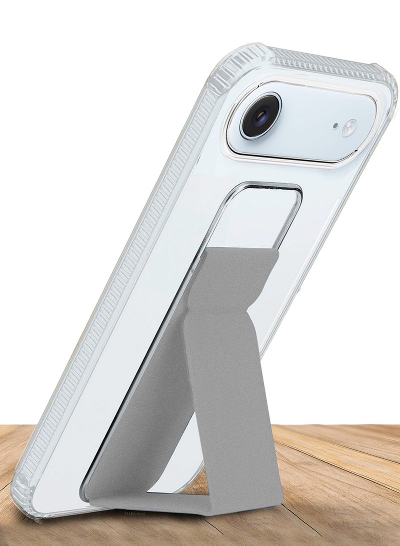 CATANES Finger Grip Clear Case Cover for iPhone 17 Air- Kickstand Car Magnetic Holder Multi-function Protective Two-in-one Case - Grey - Image 3