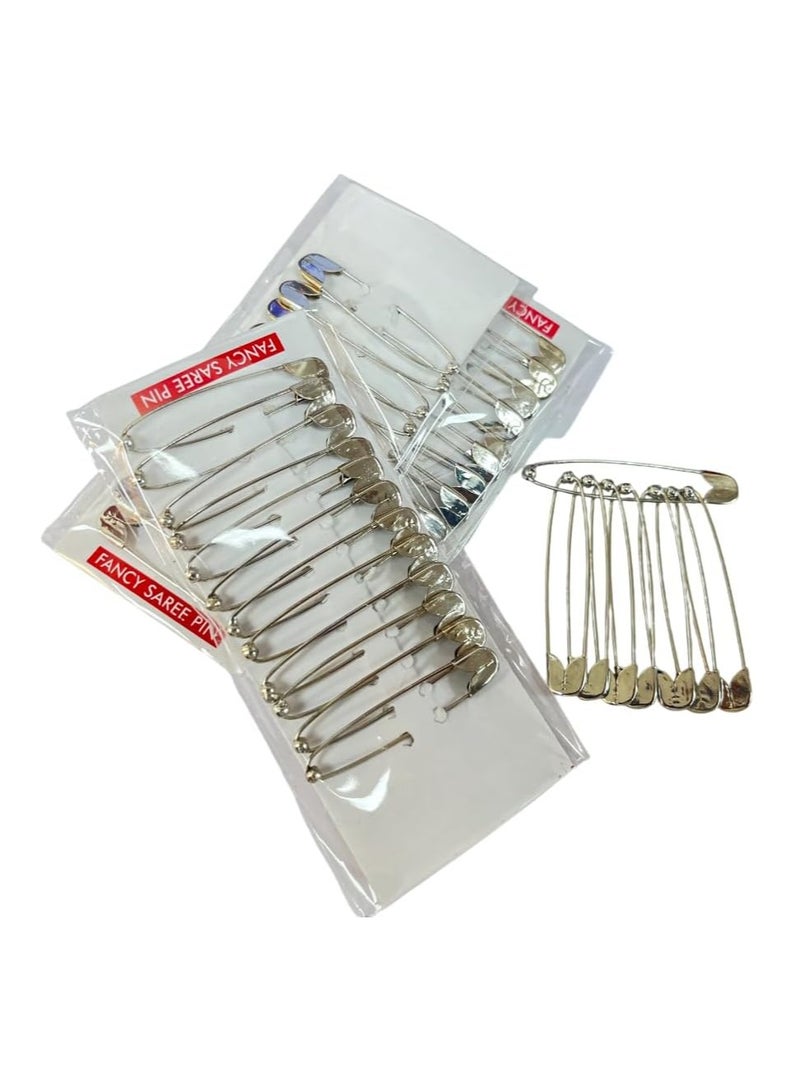 مملكة الإكسسوارات دبابيس أمان من أكسسورايز كينغدوم، دبابيس متينة من الفولاذ المقاوم للصدأ للملابس | 36 قطعة (فضي، متوسط ​​(عبوة من 3 قطع)) - Image 1