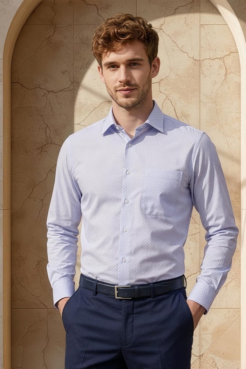 Louis Philippe Men Cotton Regular Fit Shirt (LPSFMSLPV21534_Lilac, 39 - Image 2
