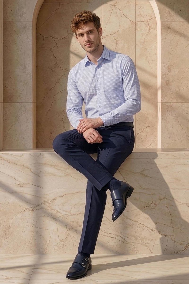 Louis Philippe Men Cotton Regular Fit Shirt (LPSFMSLPV21534_Lilac, 39 - Image 4
