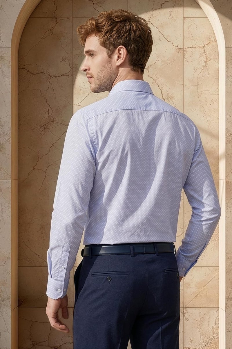 Louis Philippe Men Cotton Regular Fit Shirt (LPSFMSLPV21534_Lilac, 39 - Image 5