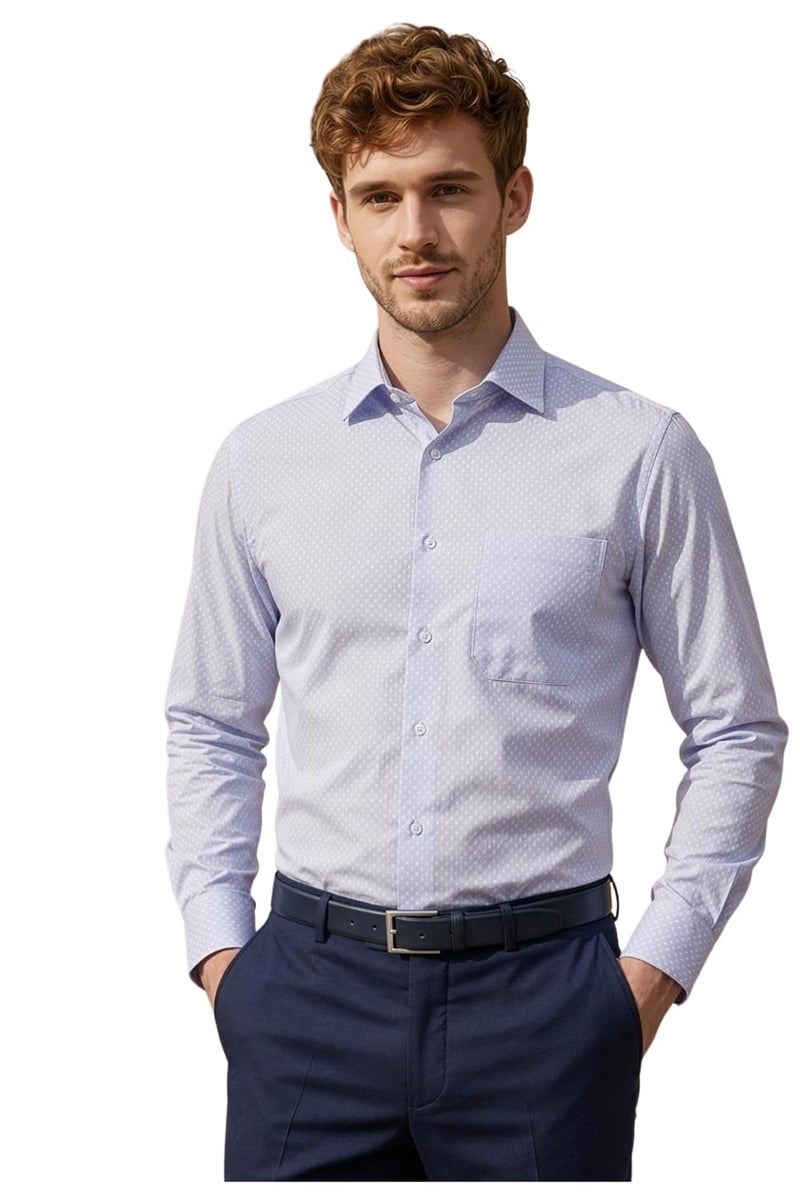 Louis Philippe Men Cotton Regular Fit Shirt (LPSFMSLPV21534_Lilac, 39 - Image 1