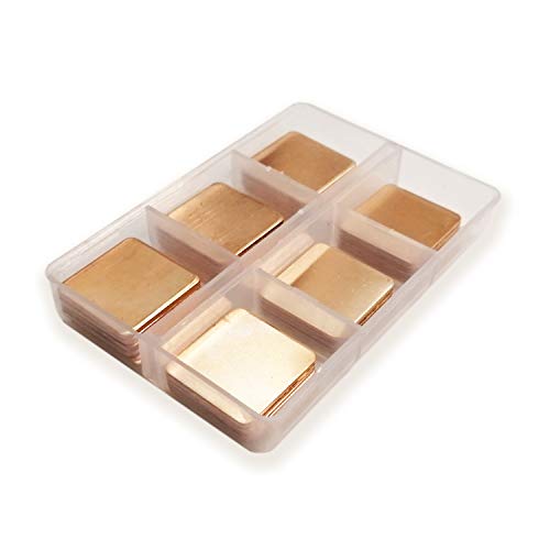 Easycargo 40pcs 6 Sizes 20mm Copper Pad Shim Thermal Assortment Kit, Pure Copper Heatsink C1100, Low Profile Thermal Plate Cooler for Cooling CPU GPU VGA RAM VRM VRAM PS5 SSD NVMe M.2 2280 2242 2230 - Image 1
