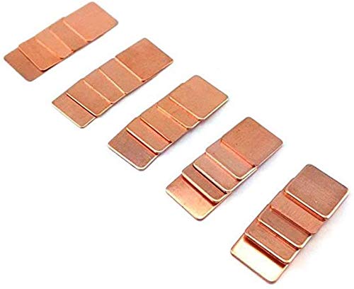 Easycargo 40pcs 6 Sizes 20mm Copper Pad Shim Thermal Assortment Kit, Pure Copper Heatsink C1100, Low Profile Thermal Plate Cooler for Cooling CPU GPU VGA RAM VRM VRAM PS5 SSD NVMe M.2 2280 2242 2230 - Image 3