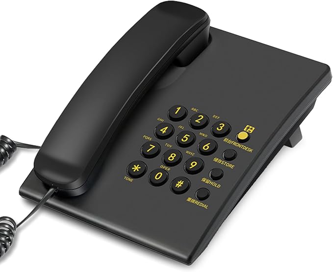 Black Corded Landline Telephone With Large Buttons Clear Voice Desk Wall Mount For Senior Home Use - Image 1