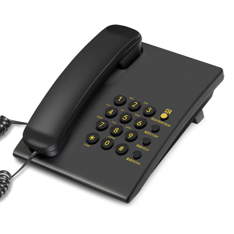 Black Corded Landline Telephone With Large Buttons Clear Voice Desk Wall Mount For Senior Home Use - Image 2