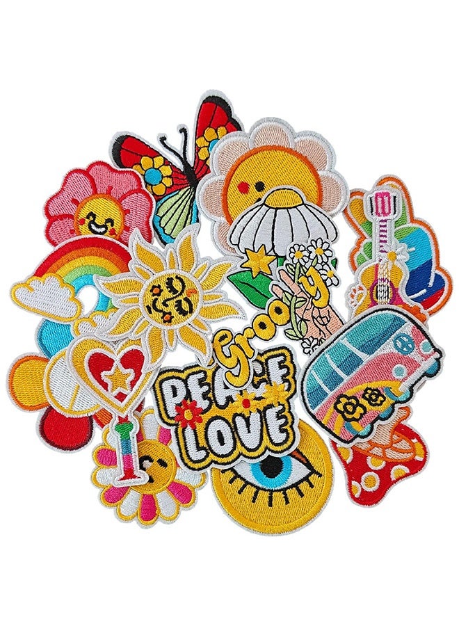 Peachjoy Colorful Vintage Style Iron on Patches, Embroidered Iron/Sew Patches, Cute Applique Patches for Clothing, Jackets, Hats, Backpacks, Jeans  - Image 1