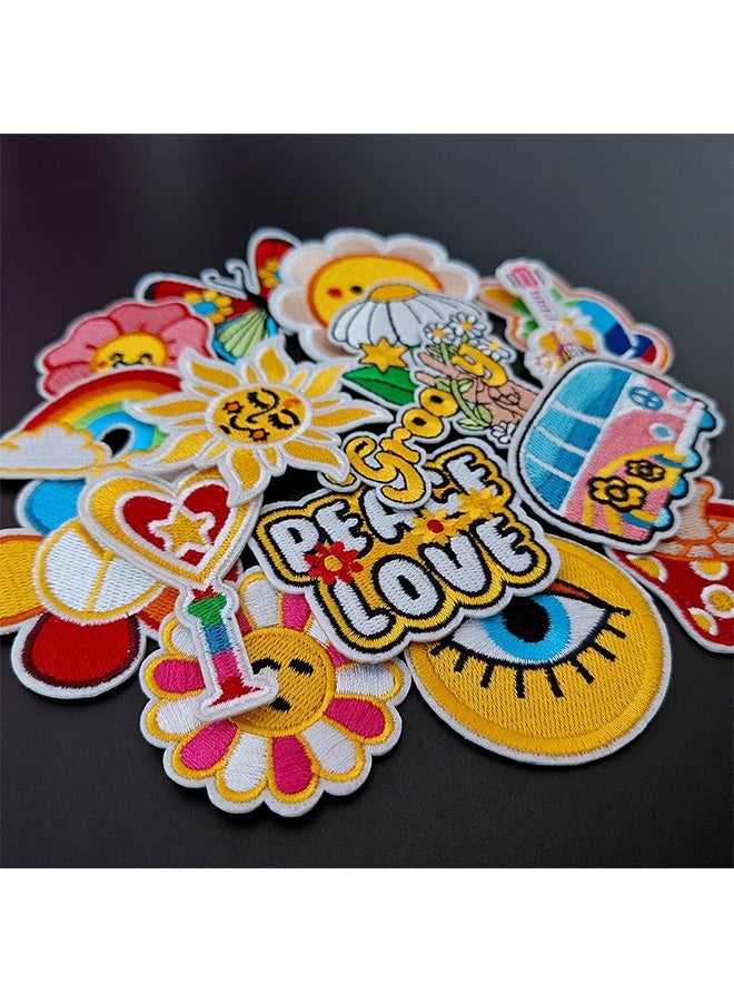 Peachjoy Colorful Vintage Style Iron on Patches, Embroidered Iron/Sew Patches, Cute Applique Patches for Clothing, Jackets, Hats, Backpacks, Jeans  - Image 2