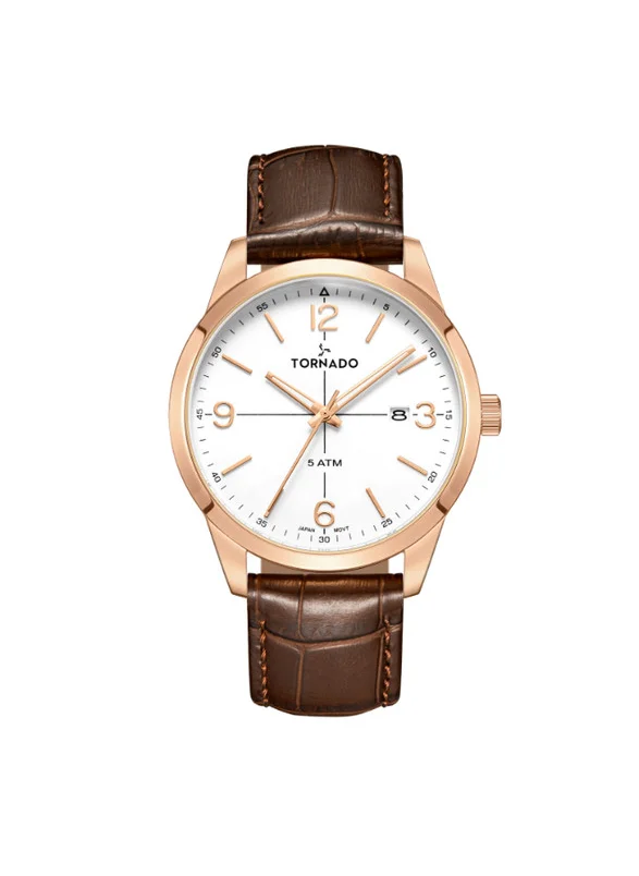 TORNADO Tornado Classic T24007-RLDW Men Analog Display Watch & Leather Strap Brown
