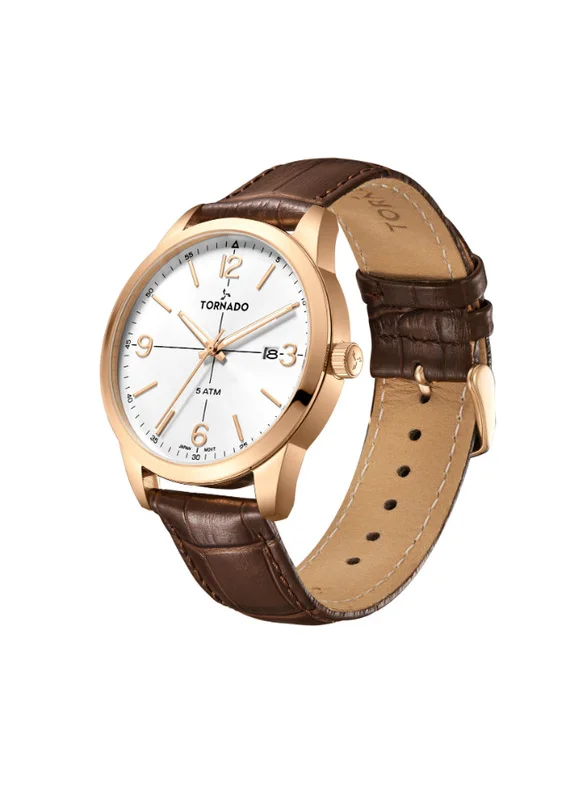 TORNADO Tornado Classic T24007-RLDW Men Analog Display Watch & Leather Strap Brown