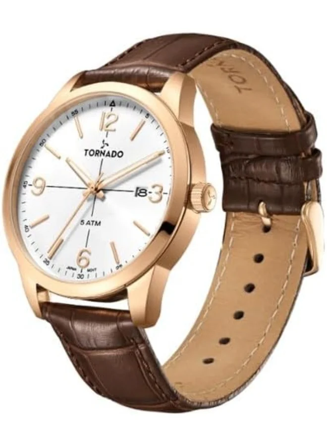 TORNADO Tornado Classic Men'S 2315 Movement Watch, Analog Display And Leather Strap - T24007-Rldw, Brown