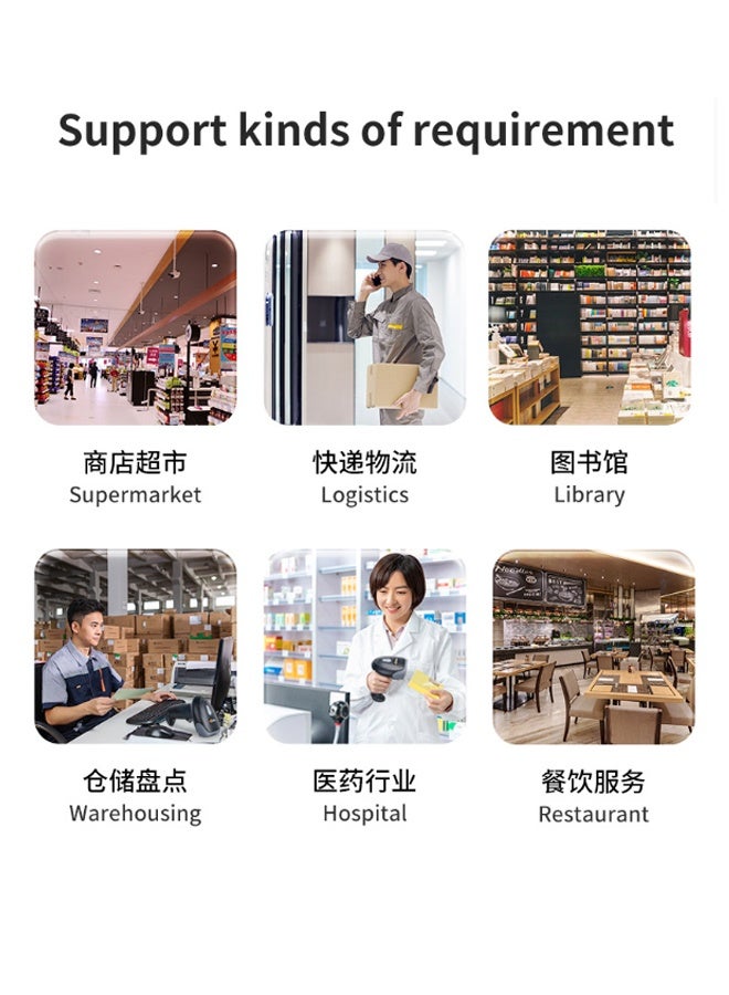 Wireless & Bluetooth QR Barcode Scanner 21W Image Barcode Reader, Handheld  2D Scanner Plug-and-Play, Compatible with POS Windows Mac Computers Smartphones , Drop-Resistant for Retail Cashier Logistics Inventory Supermarkets Warehouse (Black&Grey, 1.5M Shockproof) 170*100*70mm - Image 2