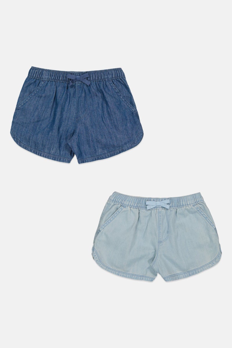 The Children's Place Toddlers Girl 2 Pcs Washed Shorts, Multicolor - Image 2