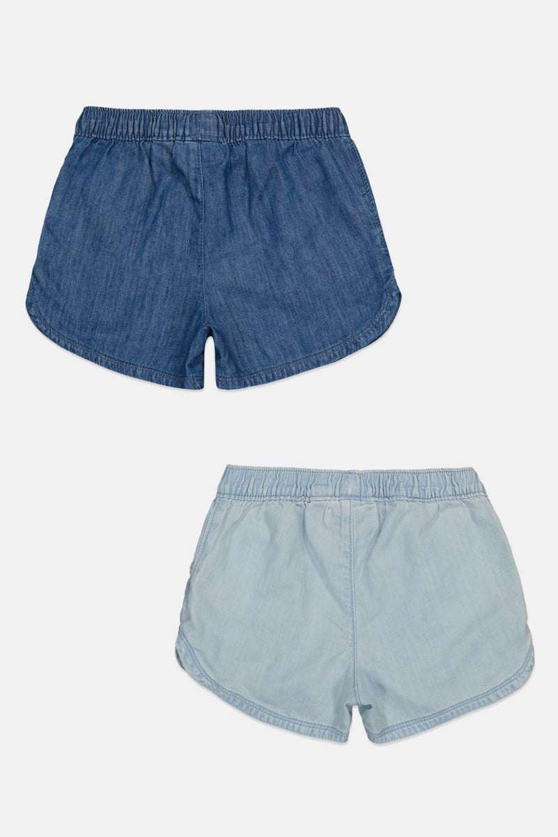 The Children's Place Toddlers Girl 2 Pcs Washed Shorts, Multicolor - Image 3
