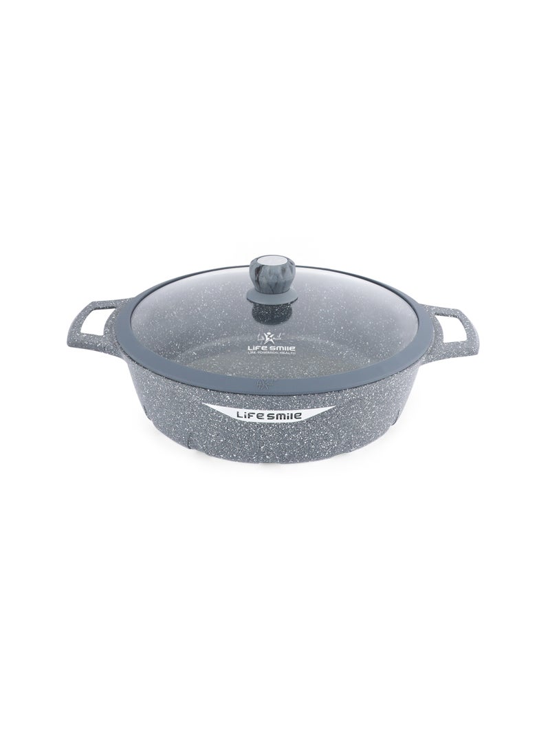 Life Smile 36cm Granite Non-Stick Shallow Pot with Glass Lid | Induction Bottom | Multi-Layer Granite Coating | 7.8L Capacity - Image 1