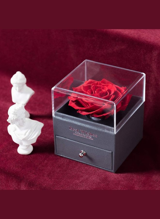 Eternal Rose Gift Box Handmade Fresh Preserved Rose Gift for Her on Birthday Mother's Day (Red)  - Image 4