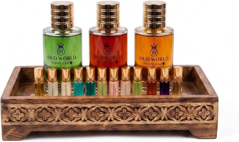 OUD WORLD Combo Set-3 Combo Pack – PURPLE OUD, BLUE OUD & NIVEA SOFT Luxury Perfume Trio with Oud, Floral & Powdery Notes – Premium Fragrance Gift for Men & Women