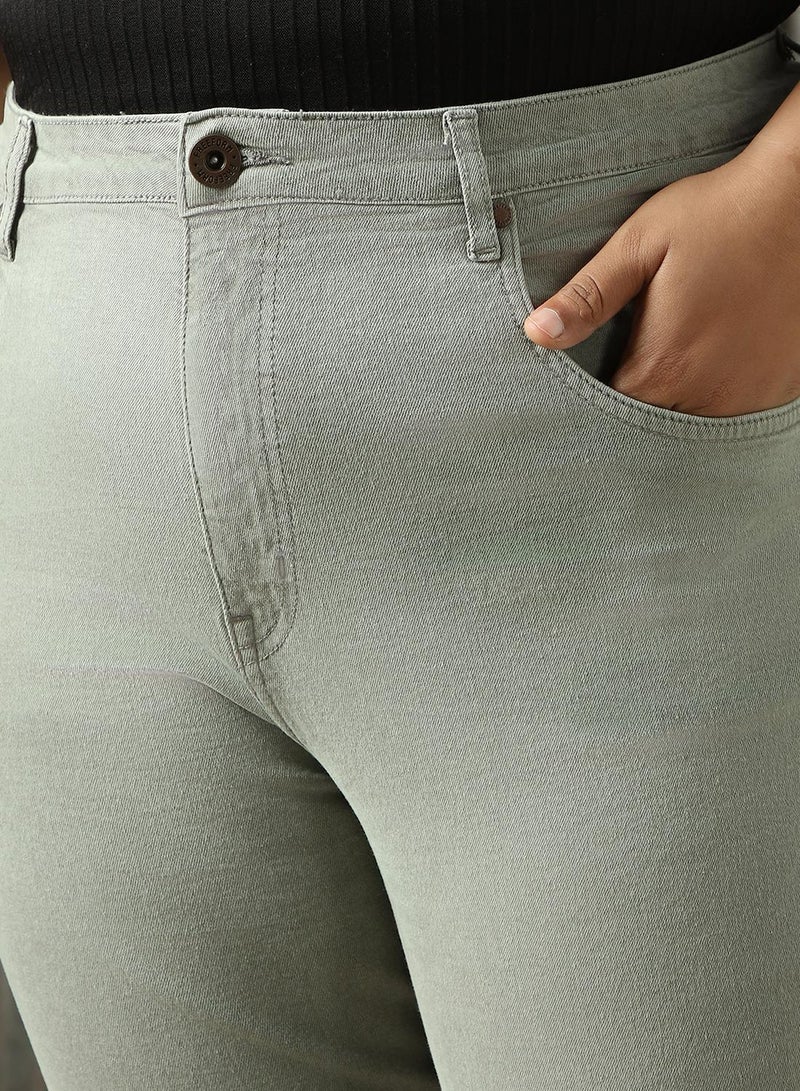 HIGH STAR Women's Grey Cotton Blend Distressed Plus Size Jeans  - Image 4
