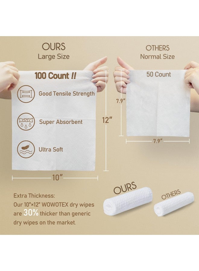 WOWOTEX Luxe Bamboo Towel Container (Bamboo Box Towel Holder) with Disposable Face Towel Biodegradable Large Dry Face Wipes 100 Count Extra Thick Soft Clean Facial Towels for Facial Cleansing - Image 4